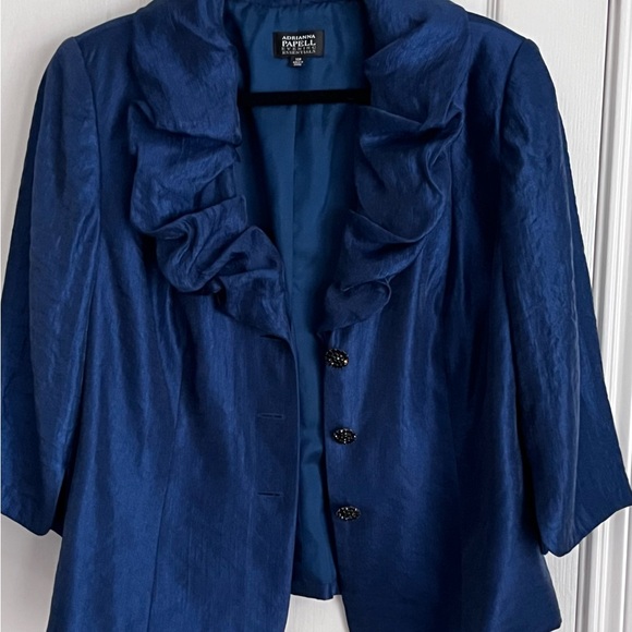 Adrianna Papell Blue Cropped Jacket Blazer/Top, size 14W - Picture 3 of 11